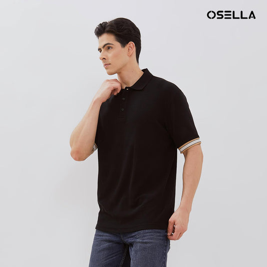 [NEW] Osella Dylan Textured Polo Shirt With Striped Rib 2021501 | Kaos Polo Atasan Lengan Pendek Laki Laki