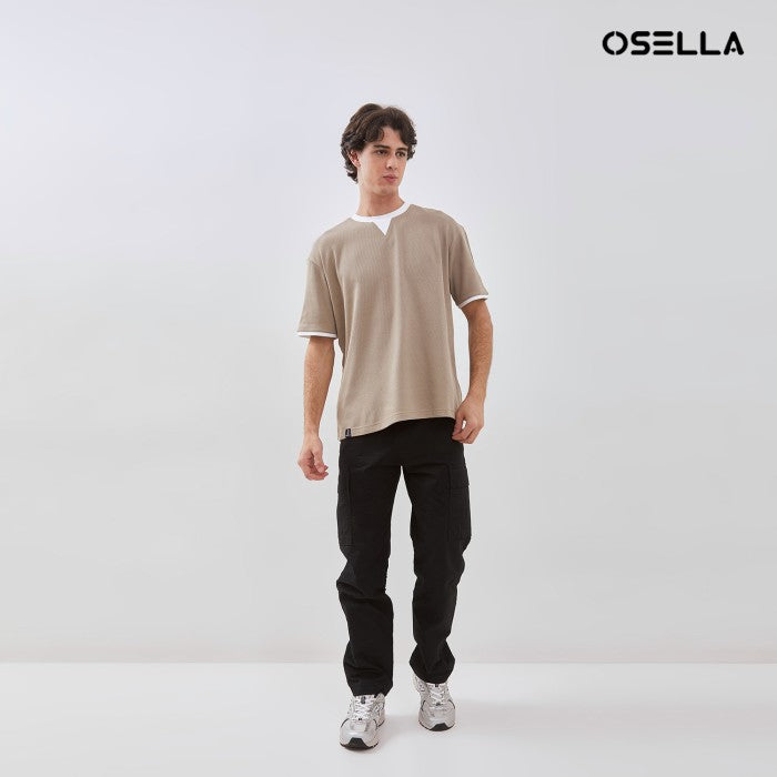 [NEW] OSELLA TEXTURED RELAXED FIT T-SHIRT WITH CONTRAST COLLAR 20715004