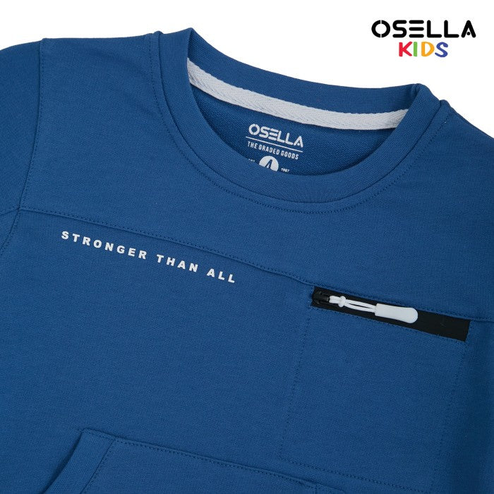 [NEW] OSELLA CUT AND SEWN REGULAR SWEATSHIRT IN SEAPORT BLUE 2212500461 | Sweater Lengan Panjang Anak Laki Laki