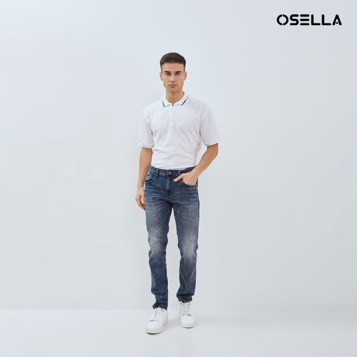 [NEW] OSELLA KYAN SLIM FIT DENIM PANTS IN MEDIUM BLUE WASH 208O5004A2 | Celana Panjang Jeans Pria