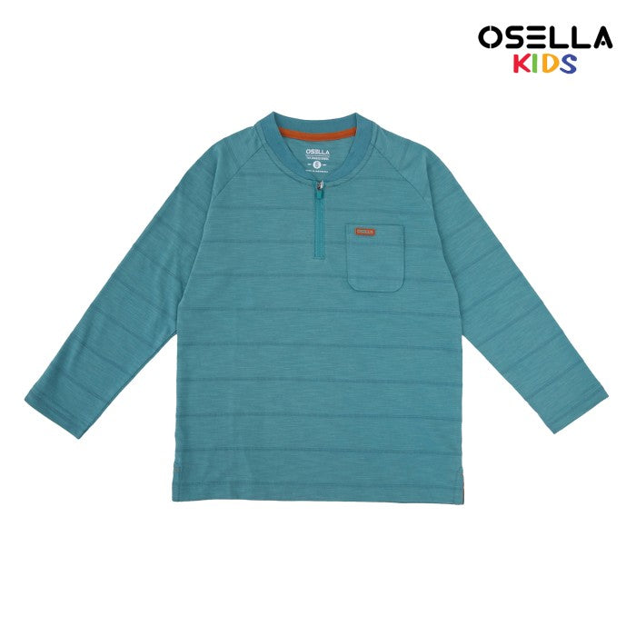 [NEW] OSELLA FAWAZ LONG SLEEVE HENLEY SHIRT WITH TEXTURURED LOOK FABRIC 2277500