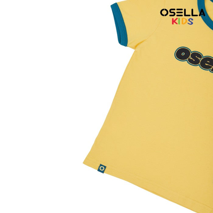 [NEW] OSELLA TYPOGRAPHY GRAPHIC T-SHIRT WITH CONTRAST RIB IN YELLOW 2274500203 | Atasan Kaos Anak Laki Laki