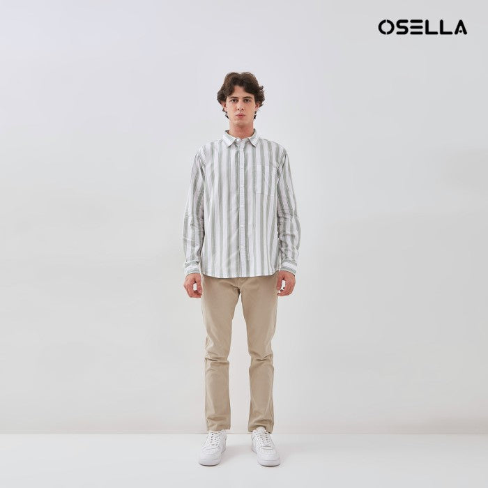 [NEW] OSELLA STRIPED DOBBY REGULAR COLLAR LONG SLEEVE SHIRT 2037500478| Kemeja Pria Lengan Panjang