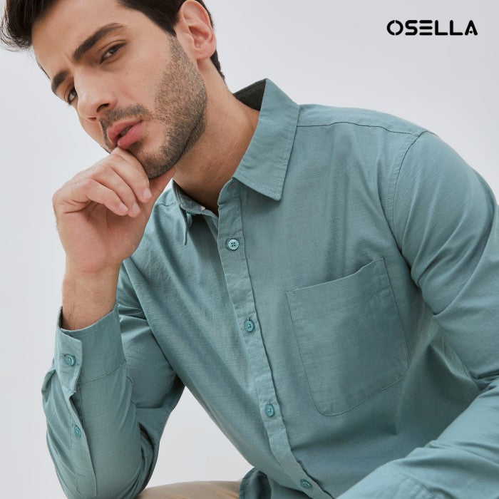 [NEW] Osella Long Sleeve Solid Regular  Shirt In Mint 2037501519