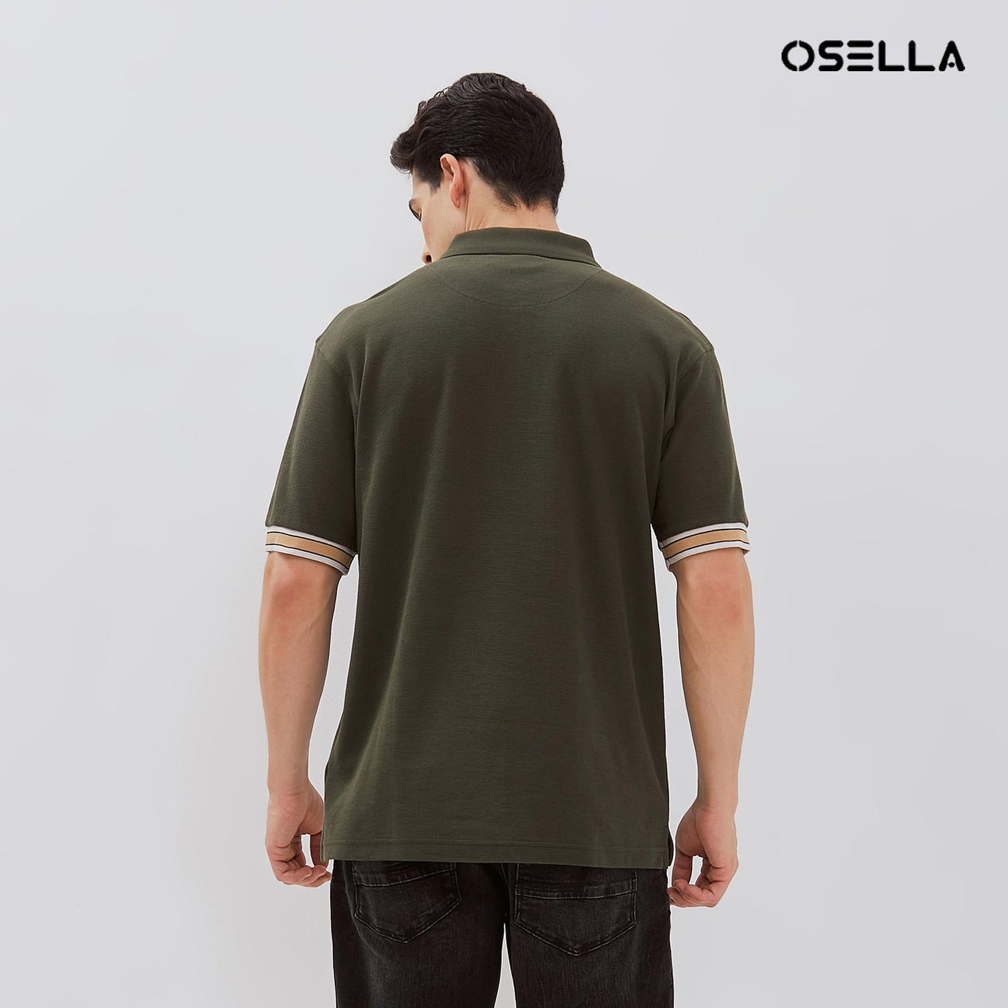 [NEW] Osella Dylan Textured Polo Shirt With Striped Rib 2021501 | Kaos Polo Atasan Lengan Pendek Laki Laki