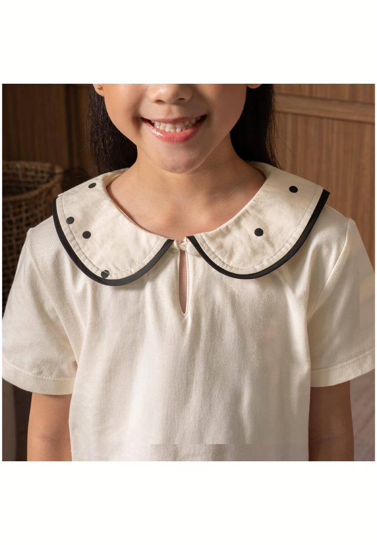 Osella Kids Clara Polka Collar Tee 2336660688 | Atasan Blouse Lengan Pendek Anak Perempuan
