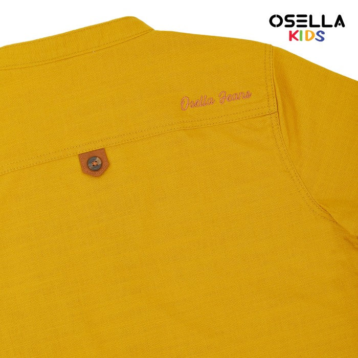 [NEW] OSELLA JAYDEN LINEN SLUB SHORT SLEEVE SHANGHAI COLLARED SHIRT IN MUSTARD 2232520283 | Atasan Kemeja Anak Laki Laki Lengan Pendek