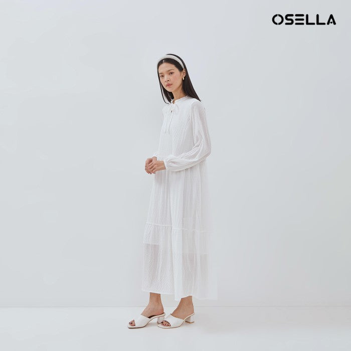 [New]OSELLA TIERED MAXI DRESS WITH FANCY CRINKLE FABRIC 2157501101 | Dress Wanita Lebaran Lengan Panjang