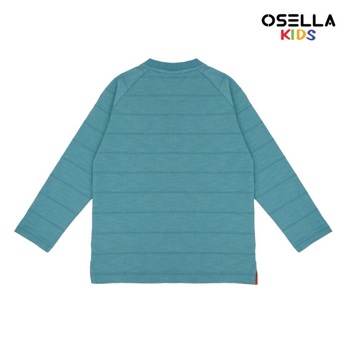 [NEW] OSELLA FAWAZ LONG SLEEVE HENLEY SHIRT WITH TEXTURURED LOOK FABRIC 2277500