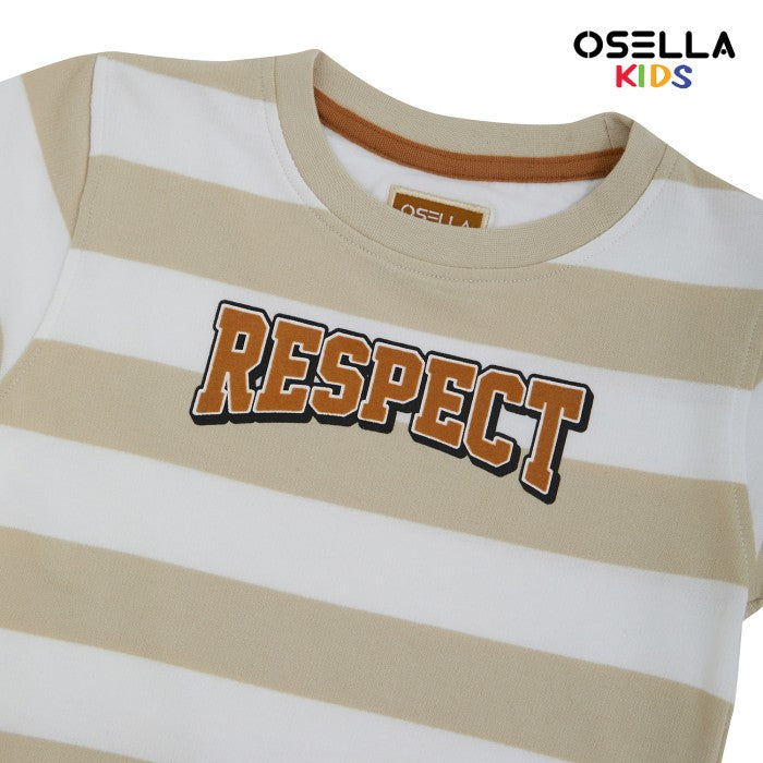 [NEW] OSELLA ADYAN LONG SLEEVE STRIPE SWEATSHIRT IN BEIGE AND WHITE 2210500238 | Kaos Anak Laki-laki Lengan Panjang