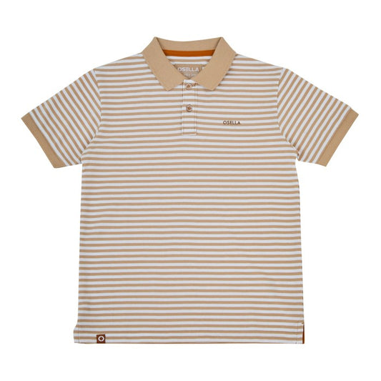 [NEW] Osella Kids Stripe Polo Shirt In Beige And White 2220400150