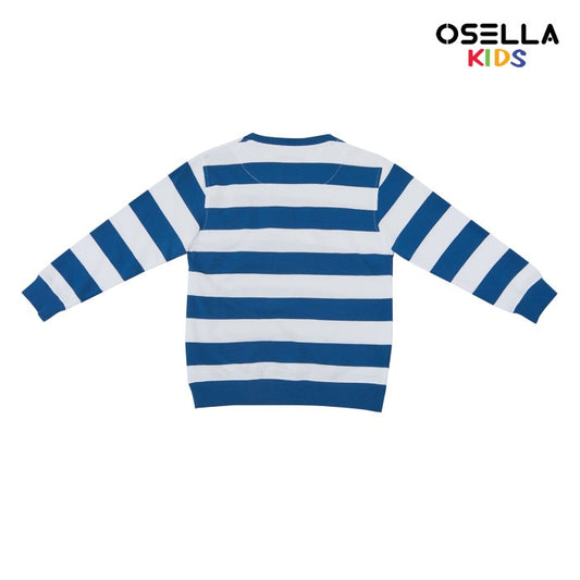 [NEW] OSELLA REGULAR STRIPE SWEATSHIRT IN MYKONOS BLUE AND WHITE 2210500165 | Sweater Anak Laki Laki Lengan Panjang