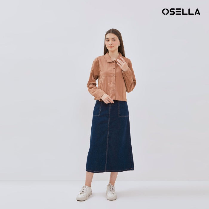 [NEW] Osella Lexi Cropped Shacket In Brown 2137501056