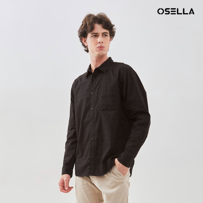 [NEW] OSELLA STRIPED DOBBY REGULAR COLLAR LONG SLEEVE SHIRT