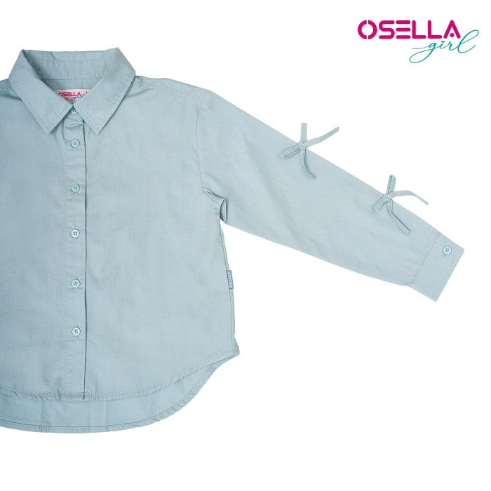 OSELLA LONG SLEEVE SHIRT WITH BOW DETAILING IN SAGE GREEN 2337500319