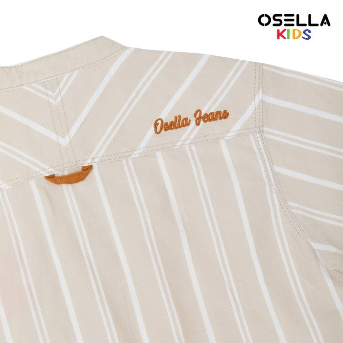 [NEW] OSELLA ROWAN VERTICAL LONG SLEEVE STRIPE SHIRT IN BEIGE AND WHITE 2237520238 | Kemeja Lengan Panjang Anak Laki-laki