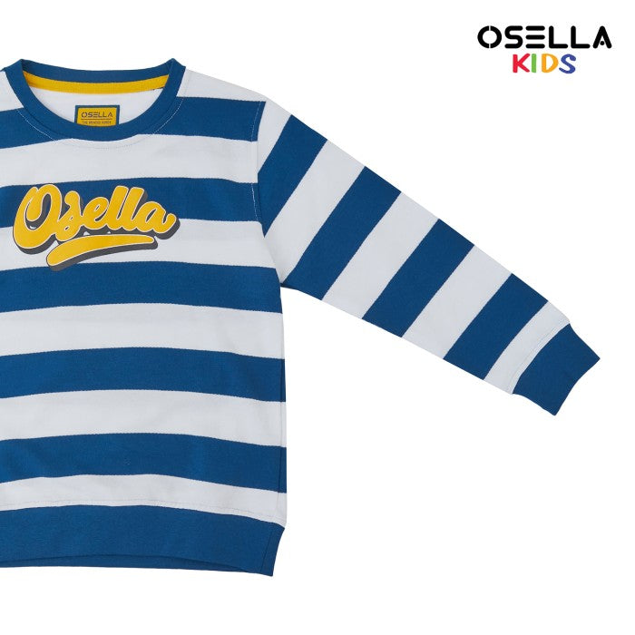 [NEW] OSELLA REGULAR STRIPE SWEATSHIRT IN MYKONOS BLUE AND WHITE 2210500165 | Sweater Anak Laki Laki Lengan Panjang