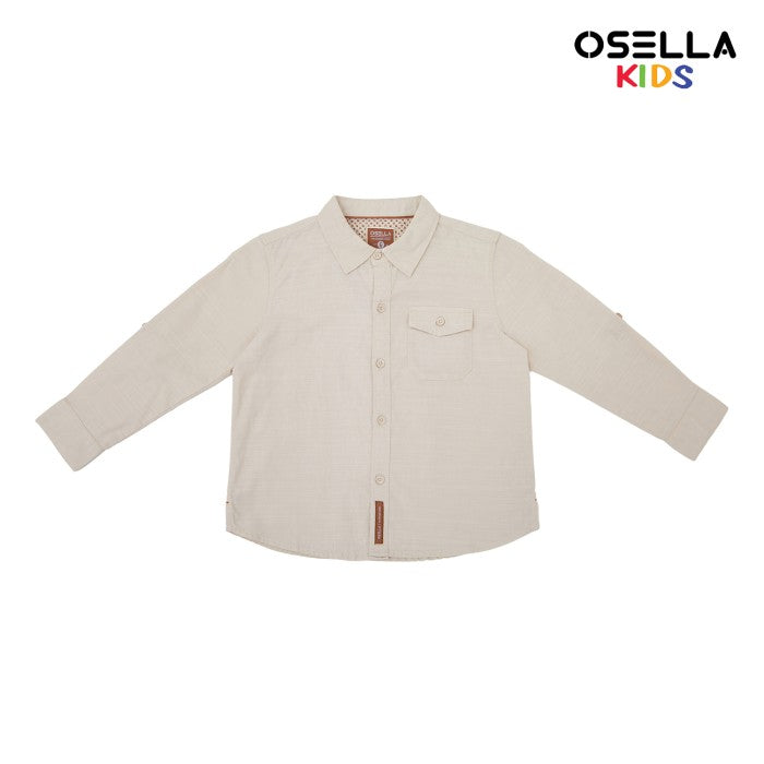 OSELLA ZAHIR LINEN SLUB LONG SLEEVE SOLID SHIRT 22375003