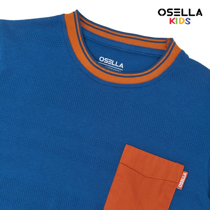 [NEW] OSELLA FINN SHORT SLEEVE FANCY FABRIC T-SHIRT WITH CONTRAST POCKET  22715003 | Atasan Kaos Pendek Anak Laki-Laki