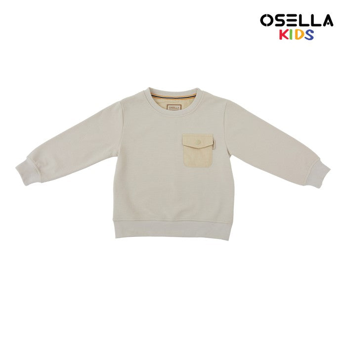 [NEW] OSELLA ASHER SWEATSHIRT WITH POCKET IN BEIGE 2212500238 | Sweater Anak laki-laki Lengan Panjang