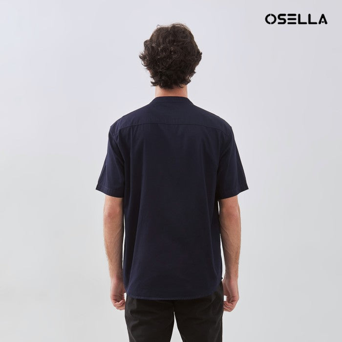 [NEW] OSELLA SOLID REGULAR FIT SHANGHAI COLLARED SHIRT IN NAVY 2032520542