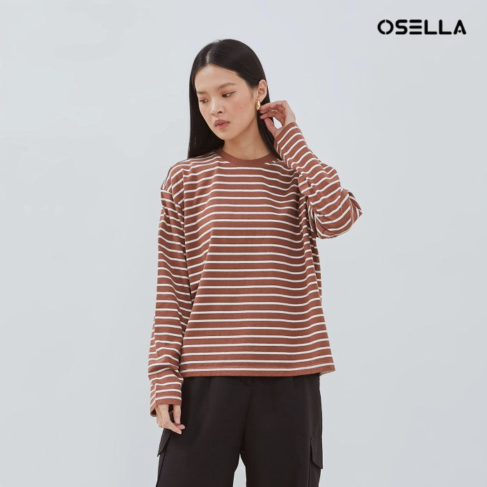 [NEW] OSELLA BLACK AND WHITE STRIPED LONG SLEEVE T-SHIRT 21775001