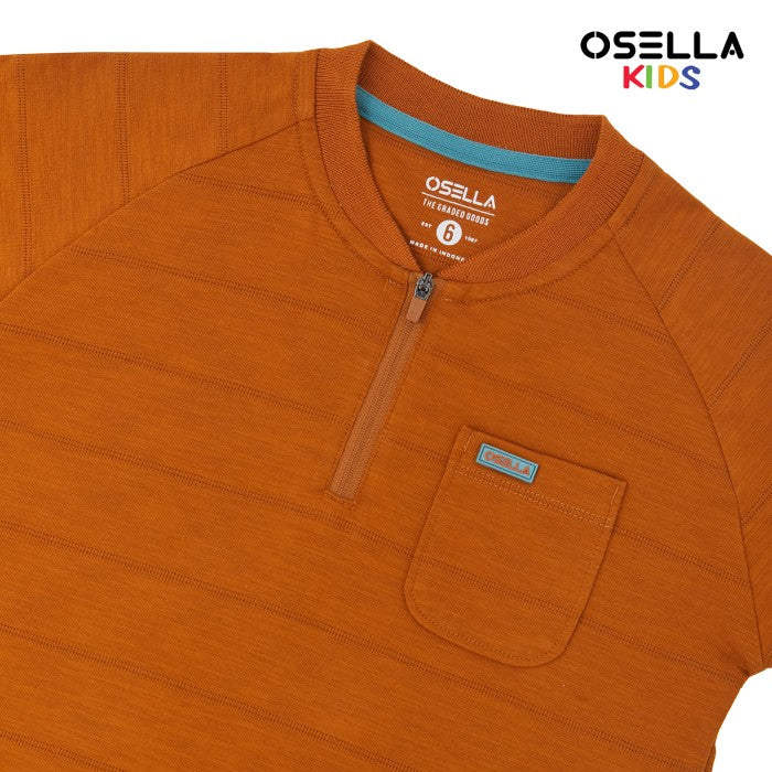 [NEW] OSELLA FAWAZ LONG SLEEVE HENLEY SHIRT WITH TEXTURURED LOOK FABRIC 2277500