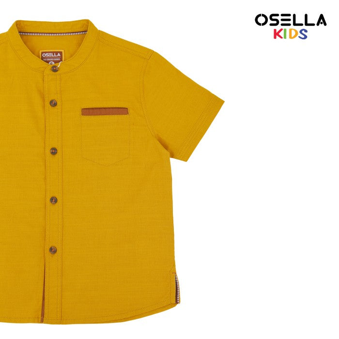 [NEW] OSELLA JAYDEN LINEN SLUB SHORT SLEEVE SHANGHAI COLLARED SHIRT IN MUSTARD 2232520283 | Atasan Kemeja Anak Laki Laki Lengan Pendek