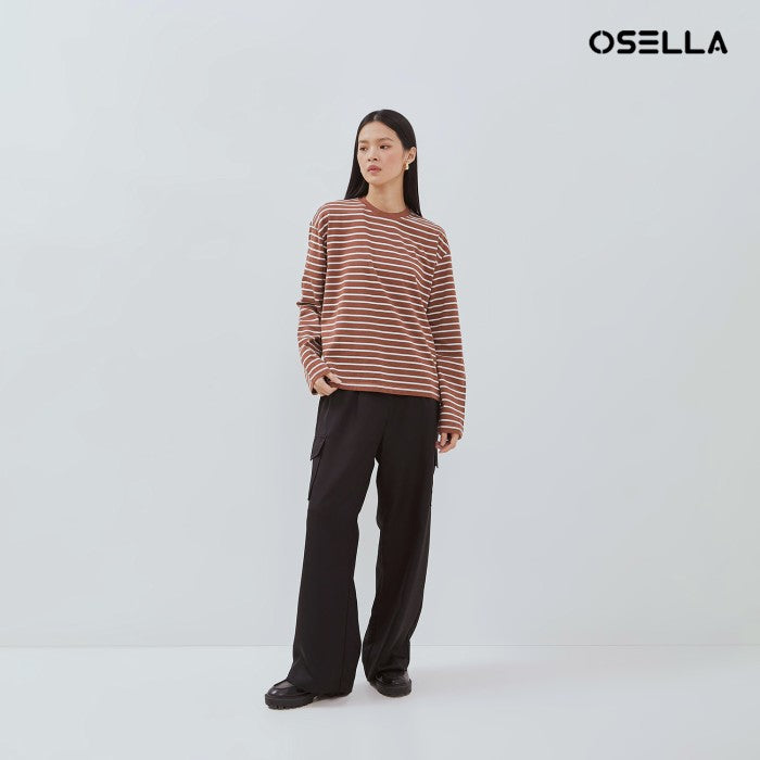 [NEW] OSELLA BLACK AND WHITE STRIPED LONG SLEEVE T-SHIRT 21775001