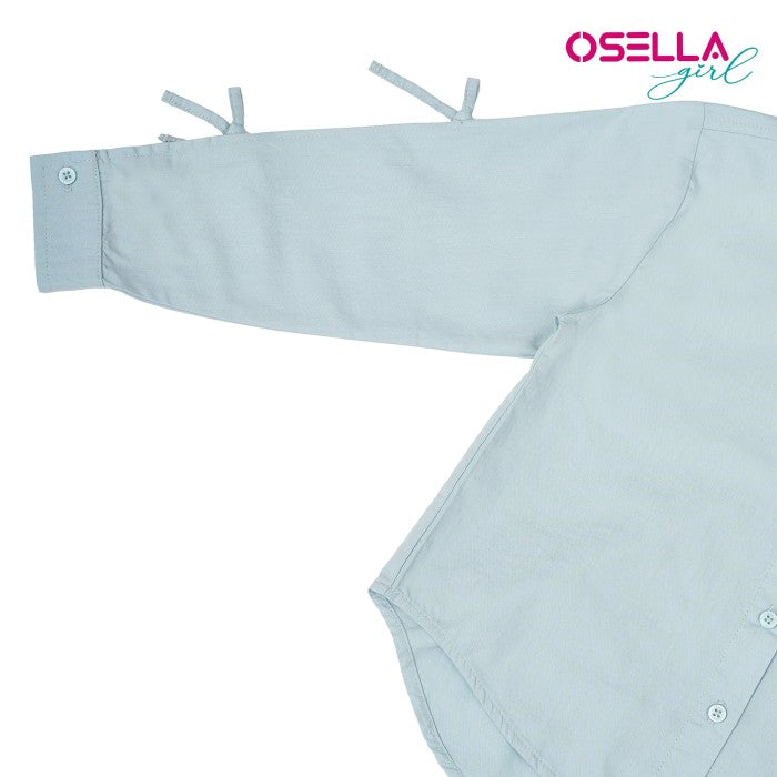 OSELLA LONG SLEEVE SHIRT WITH BOW DETAILING IN SAGE GREEN 2337500319