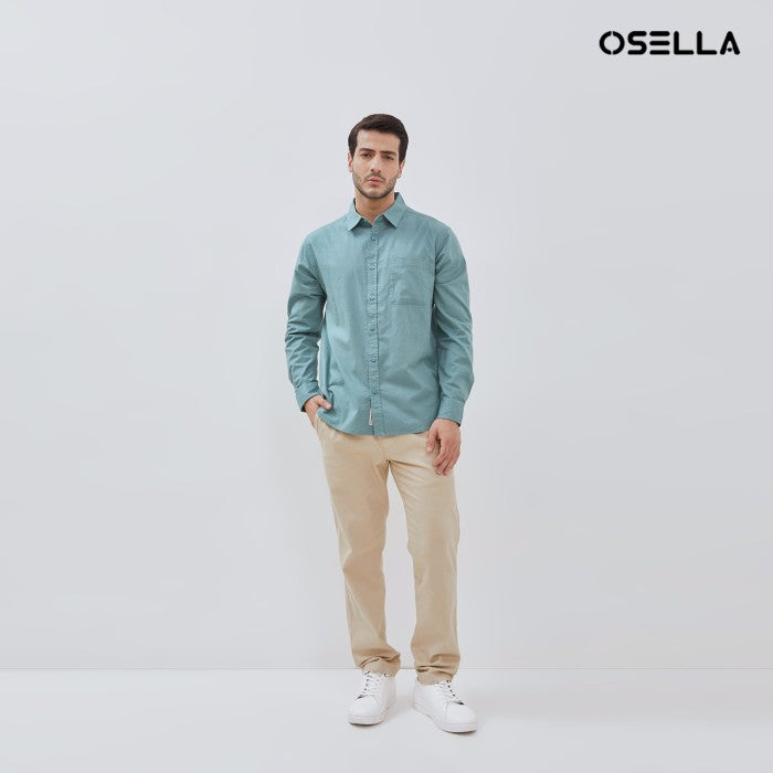 [NEW] Osella Long Sleeve Solid Regular  Shirt In Mint 2037501519