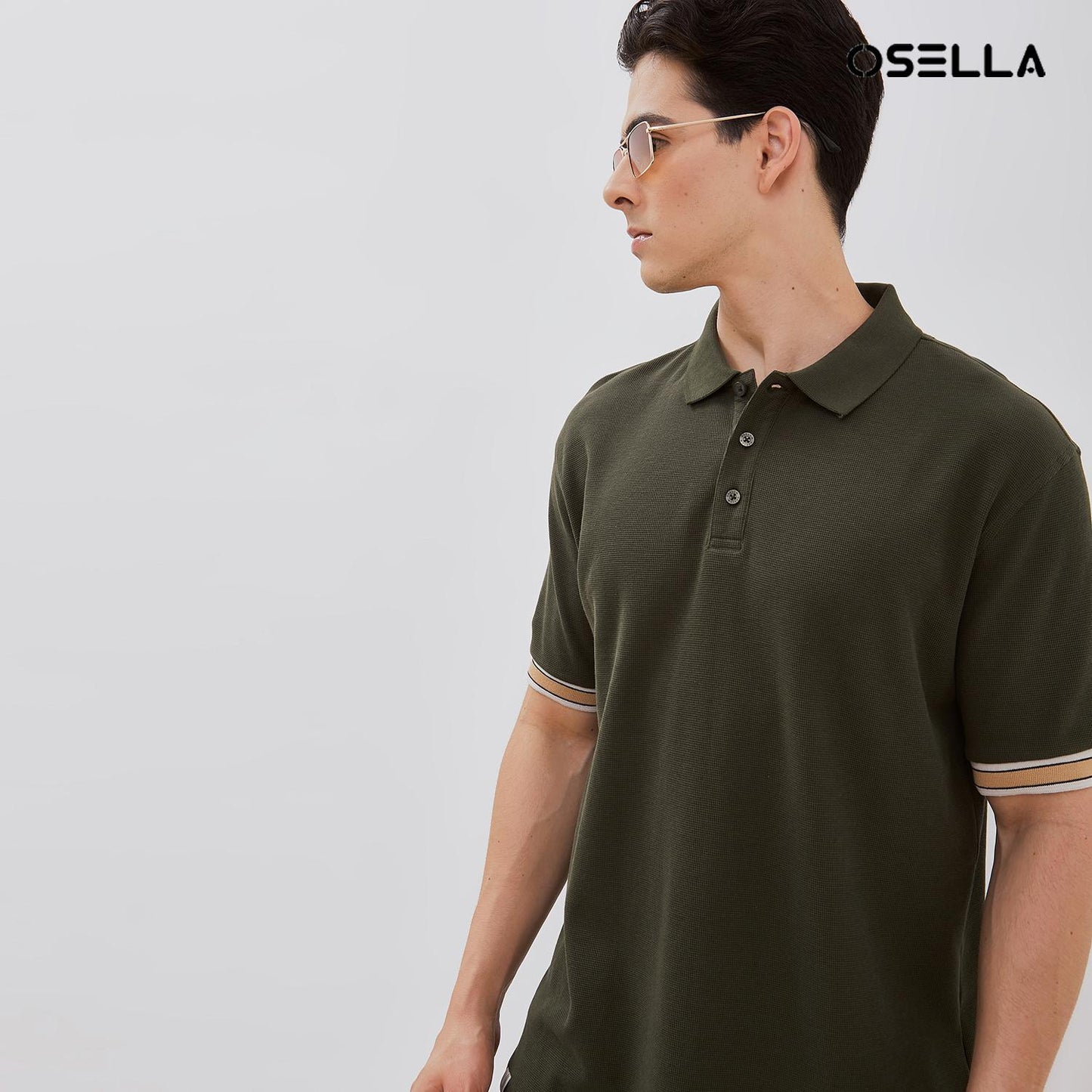 [NEW] Osella Dylan Textured Polo Shirt With Striped Rib 2021501 | Kaos Polo Atasan Lengan Pendek Laki Laki