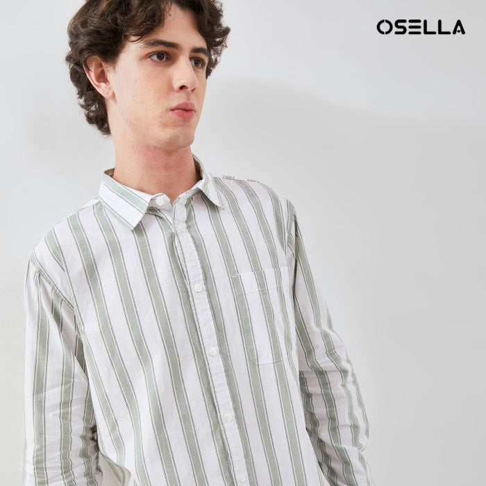 [NEW] OSELLA STRIPED DOBBY REGULAR COLLAR LONG SLEEVE SHIRT 2037500478| Kemeja Pria Lengan Panjang