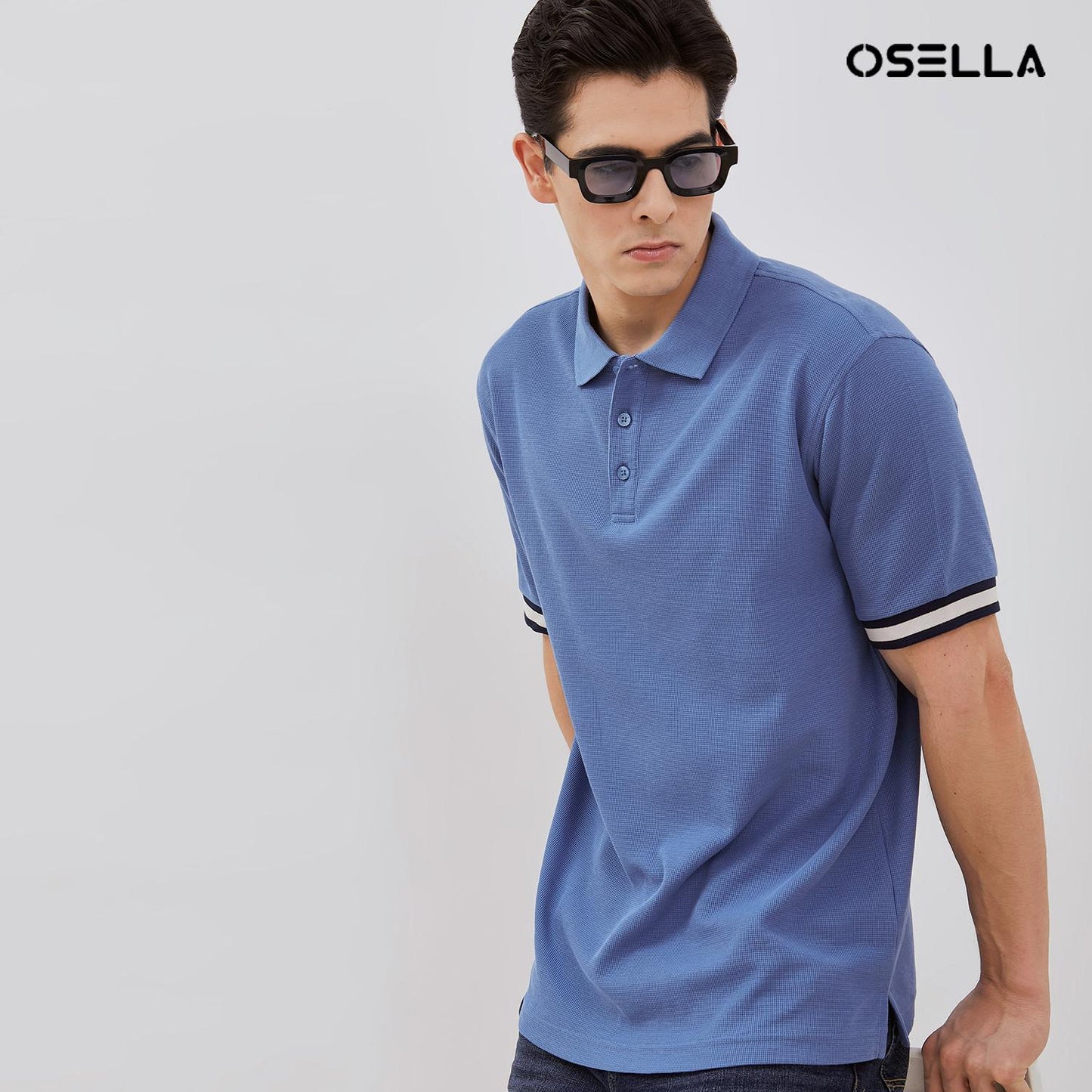 [NEW] Osella Dylan Textured Polo Shirt With Striped Rib 2021501 | Kaos Polo Atasan Lengan Pendek Laki Laki
