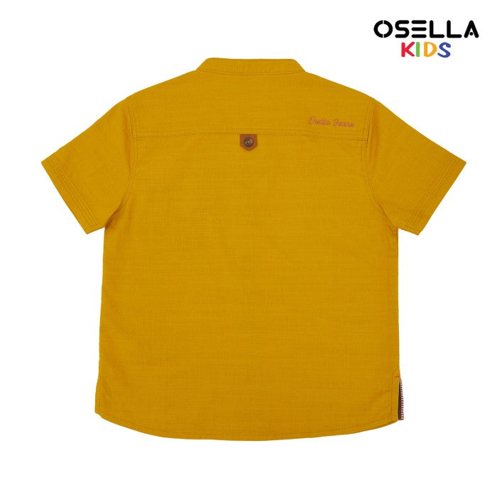 [NEW] OSELLA JAYDEN LINEN SLUB SHORT SLEEVE SHANGHAI COLLARED SHIRT IN MUSTARD 2232520283 | Atasan Kemeja Anak Laki Laki Lengan Pendek