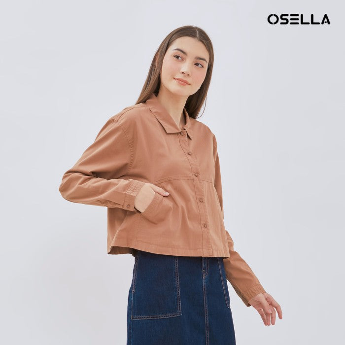 [NEW] Osella Lexi Cropped Shacket In Brown 2137501056