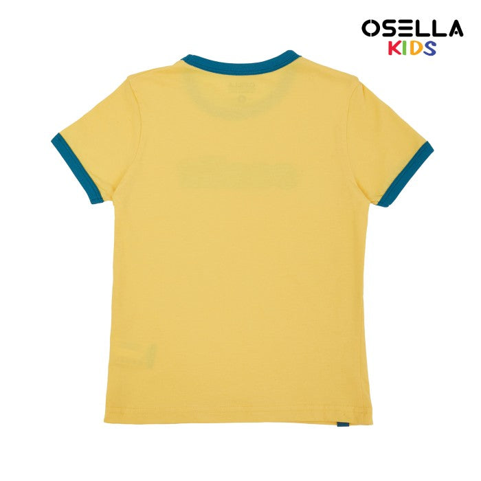 [NEW] OSELLA TYPOGRAPHY GRAPHIC T-SHIRT WITH CONTRAST RIB IN YELLOW 2274500203 | Atasan Kaos Anak Laki Laki