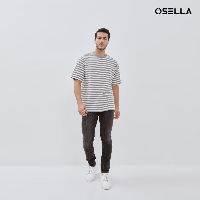 [NEW] Osella Jordan Striped Relaxed Fit T-shirt With Fancy Fabric 20715003