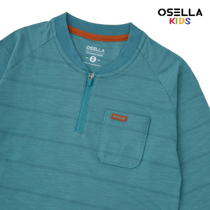 [NEW] OSELLA FAWAZ LONG SLEEVE HENLEY SHIRT WITH TEXTURURED LOOK FABRIC 2277500