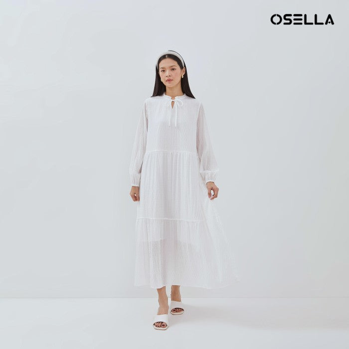 [New]OSELLA TIERED MAXI DRESS WITH FANCY CRINKLE FABRIC 2157501101 | Dress Wanita Lebaran Lengan Panjang