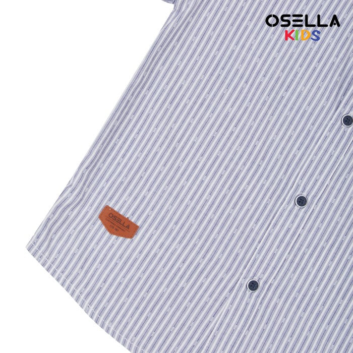 [NEW] OSELLA STRIPE SHANGHAI COLLARED SHORT SHIRT IN BLUE GREY 2230520193 | Atasan Kemeja Anak Laki Laki