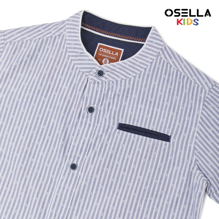 [NEW] OSELLA STRIPE SHANGHAI COLLARED SHORT SHIRT IN BLUE GREY 2230520193 | Atasan Kemeja Anak Laki Laki