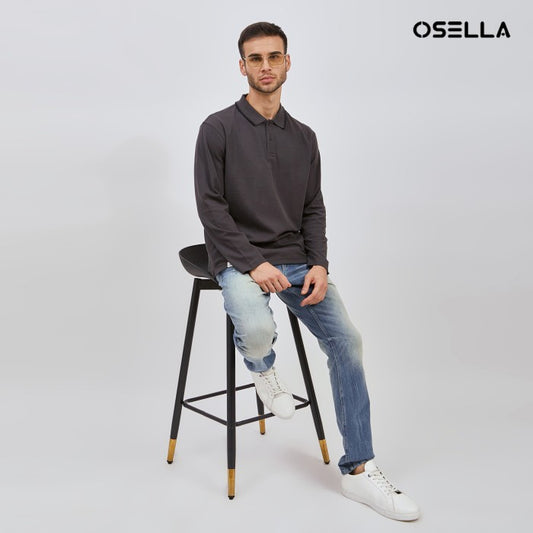 [New] Osella Pearson Long Textured Polo Shirt 20275001 | Polo Pria Lengan Panjang