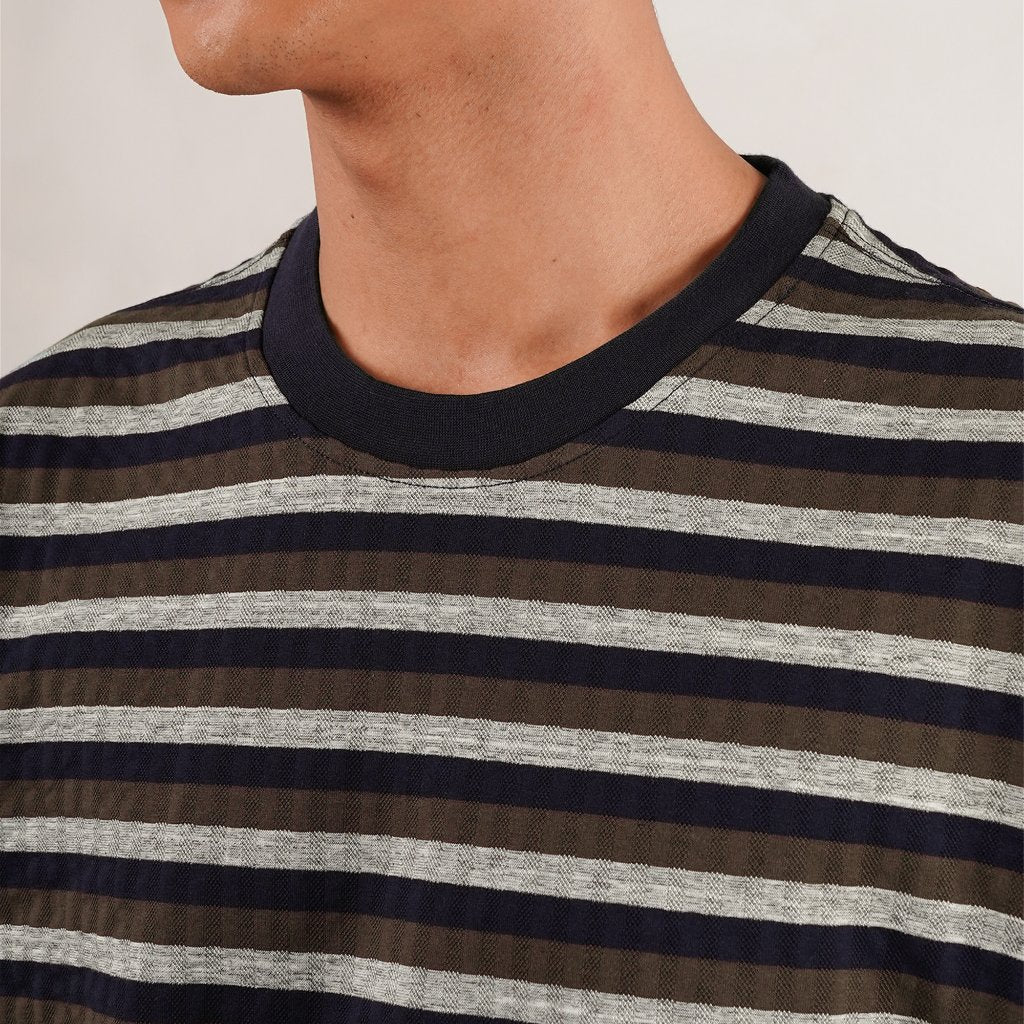 Osella Static Horizon T-shirt 20716614 | Atasan Kaos Garis Garis Lengan Pendek Pria