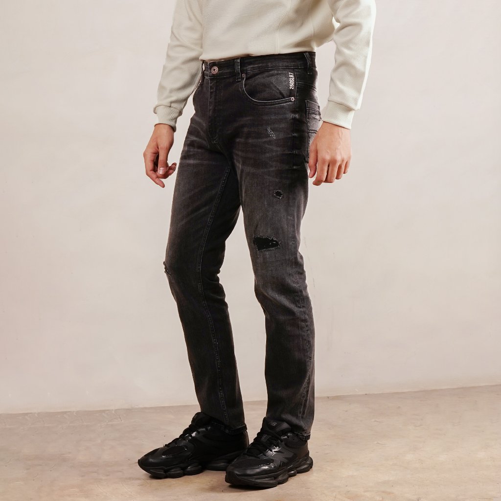 Osella Darly Rippied Slim Fit Denim Pants In Grey Wash 108O661843 | Celana Jeans Pria