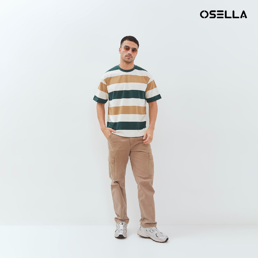 Osella Mike Multicolorstripe Relaxed Fit T-Shirt 20715018 | Kaos Lengan Pendek Garis Garis Pria