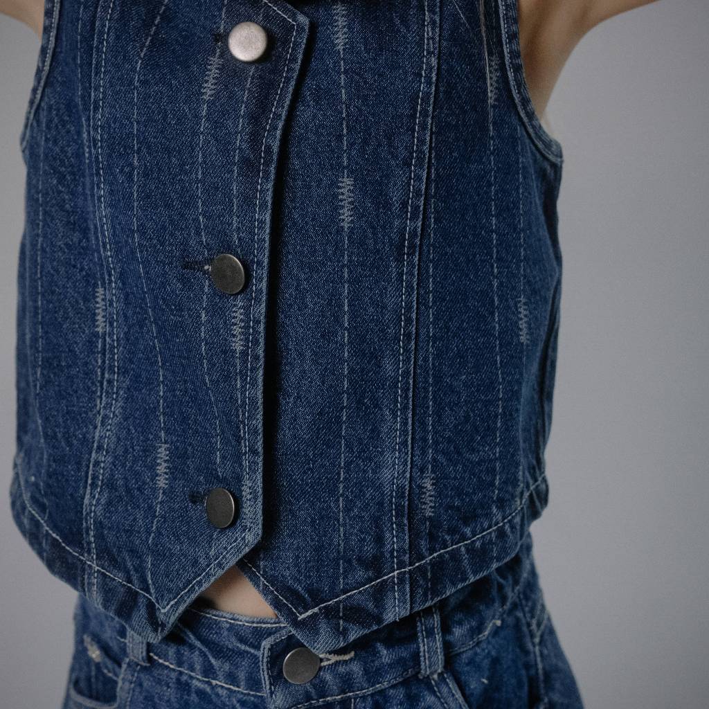 Osella Kids x Oadkids Margo Vest in Medium Blue Wash 23366601A2 | Atasan Tanpa Lengan Anak Perempuan