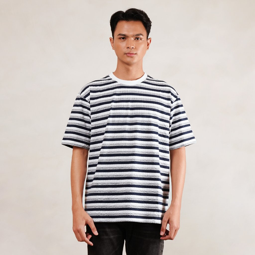 Osella Static Horizon T-shirt 20716614 | Atasan Kaos Garis Garis Lengan Pendek Pria