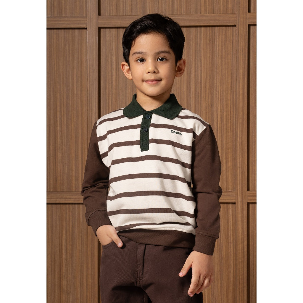 Osella Kids Harold Collared Sweatshirt Stripe 2210660388 | Atasan Lengan Panjang Garis Garis Anak Laki Laki