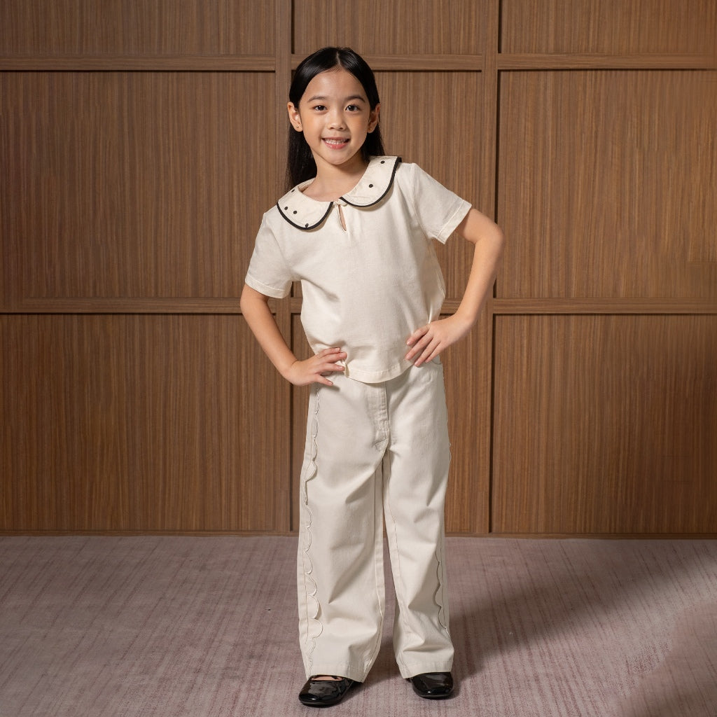 Osella Kids Clara Polka Collar Tee 2336660688 | Atasan Blouse Lengan Pendek Anak Perempuan